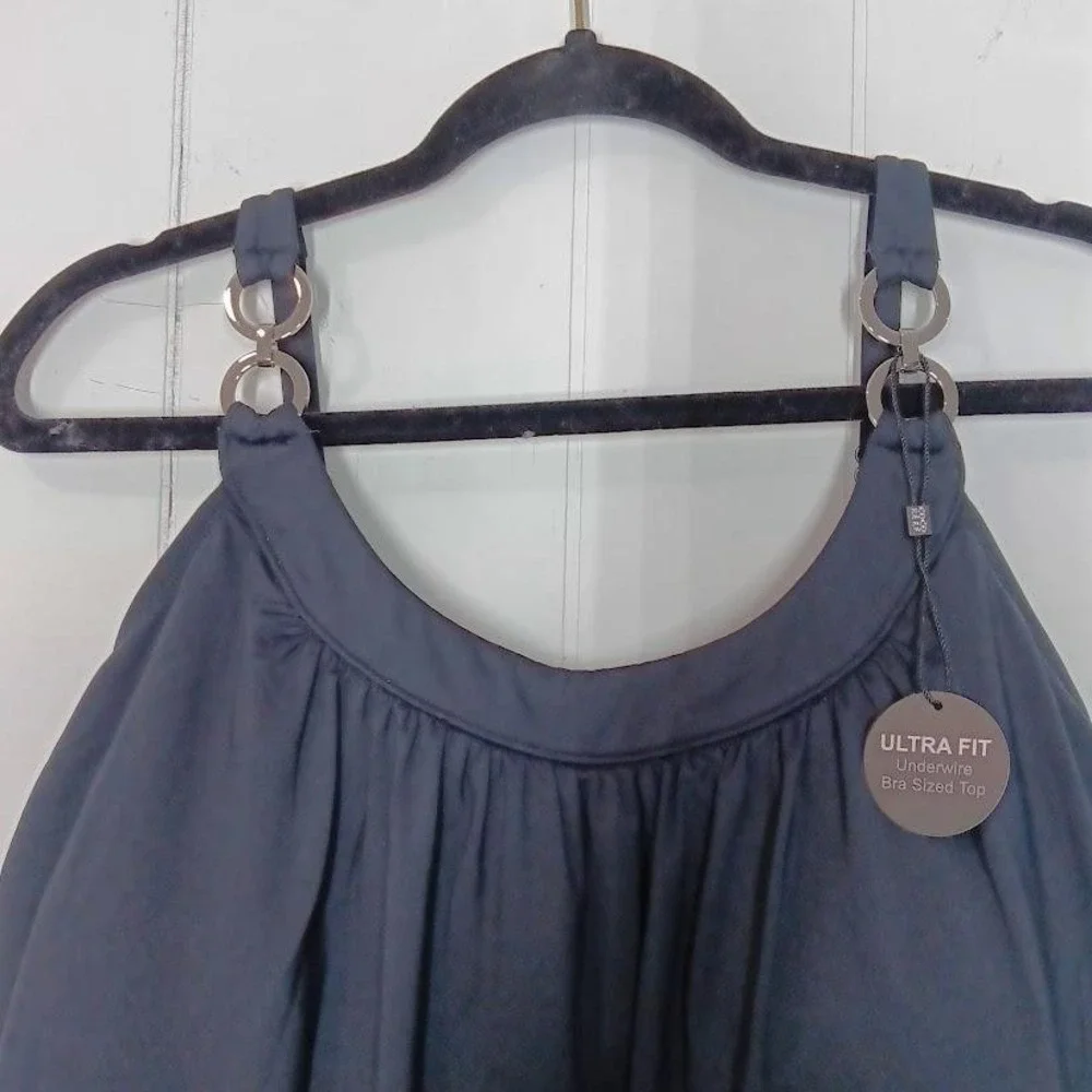 Coco Reef Tankini Top Womens 38E Gray Ultra Fit Bra Sized Underwire Padded Swim - Picture 5 of 8